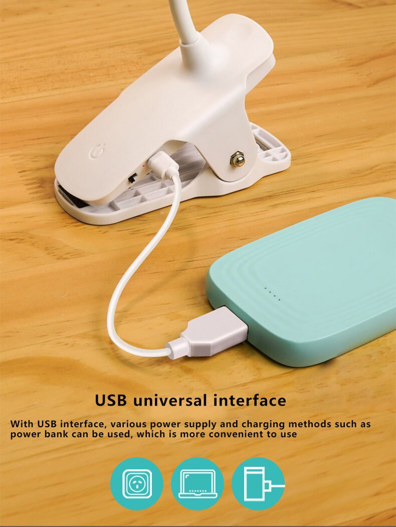 Norvo | Enkel LED Clip Skrivebordlampe Oppladbar Øyebeskyttelse Nattlys