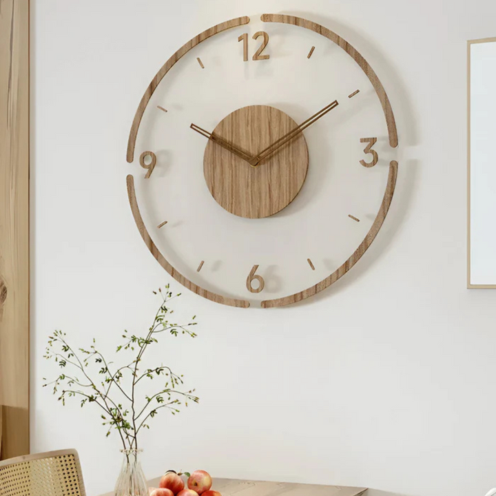Norvo | Moderne veggklokke 30 cm av akryl og tre for stuen