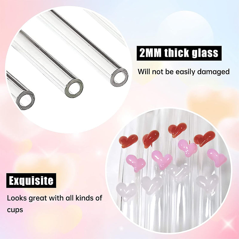 6 PCS Gjenbrukbare Farget Glass Strå med Rengjøringsbørste | Norvo