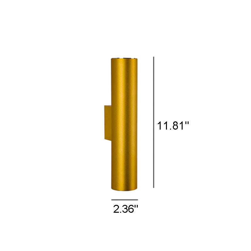 Garduru sylinderformet vegglampe i aluminium | 2 pærer | Moderne design | Innendørs og utendørs