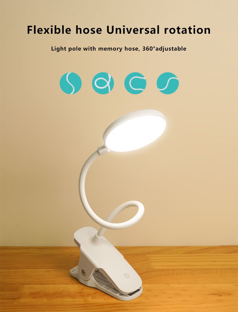 Norvo | Enkel LED Clip Skrivebordlampe Oppladbar Øyebeskyttelse Nattlys