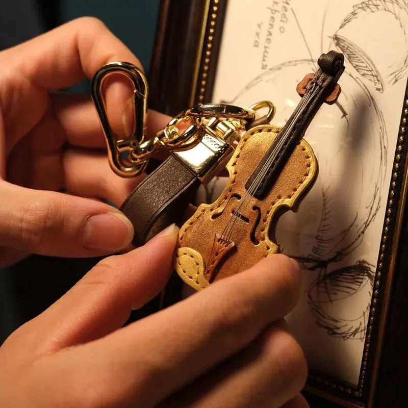Norvo | Håndlaget Lær Fiolin & Cello Nøkkelring