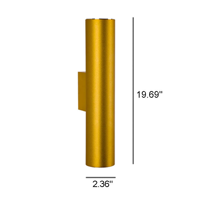 Garduru sylinderformet vegglampe i aluminium | 2 pærer | Moderne design | Innendørs og utendørs