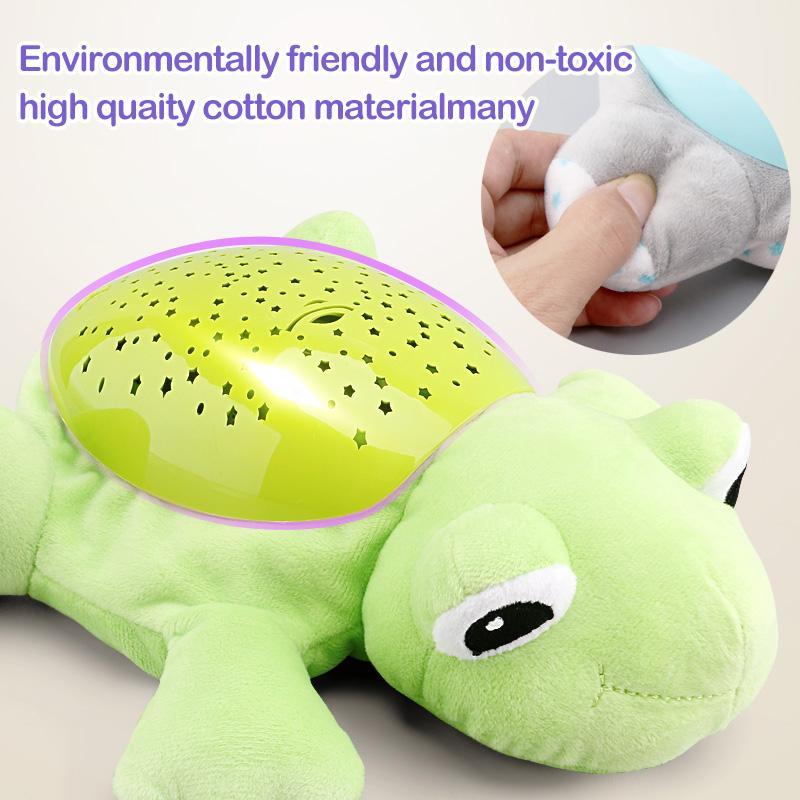 Norvo | Baby Sleep LED Belysning Kosedyr LED Nattlampe Plasleketøy Med Musikk & Stjerneprosjektor Lykt