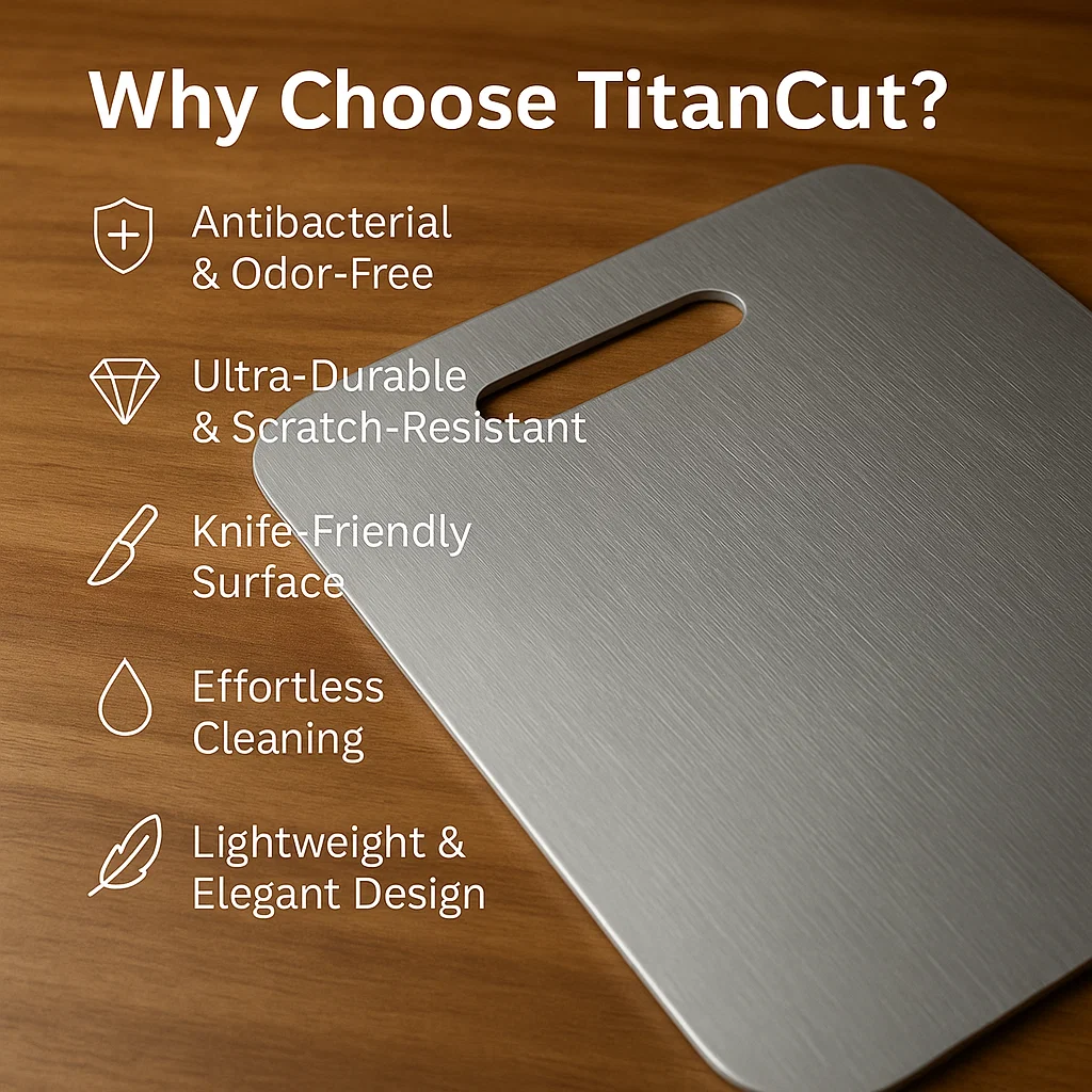 Norvo | Medisinsk Grad Titan Skjærefjøl | Holdbar, Ikke-porøs Overflate for Sikker Matlaging & Kjøkkenbruk