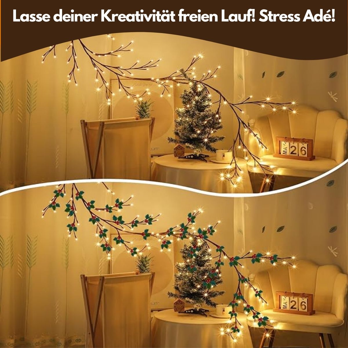 Norvo | LED Druevine Feillys - 100 LED Lyskastere med Grønn Ledning for Innendørs & Utendørs Dekorasjon, Fester og Haged bruk