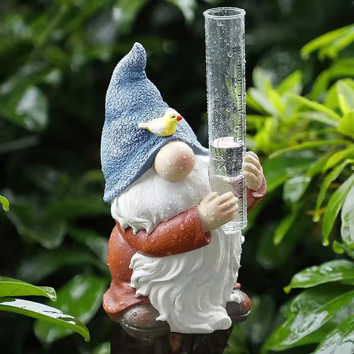 Norvo | Gnomisk Hage Statue med Harpiks Regnmåler