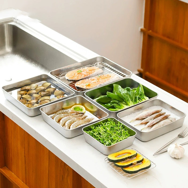 Norvo | Rustfritt Stål Firkantet Tallerken (Med Lokk)