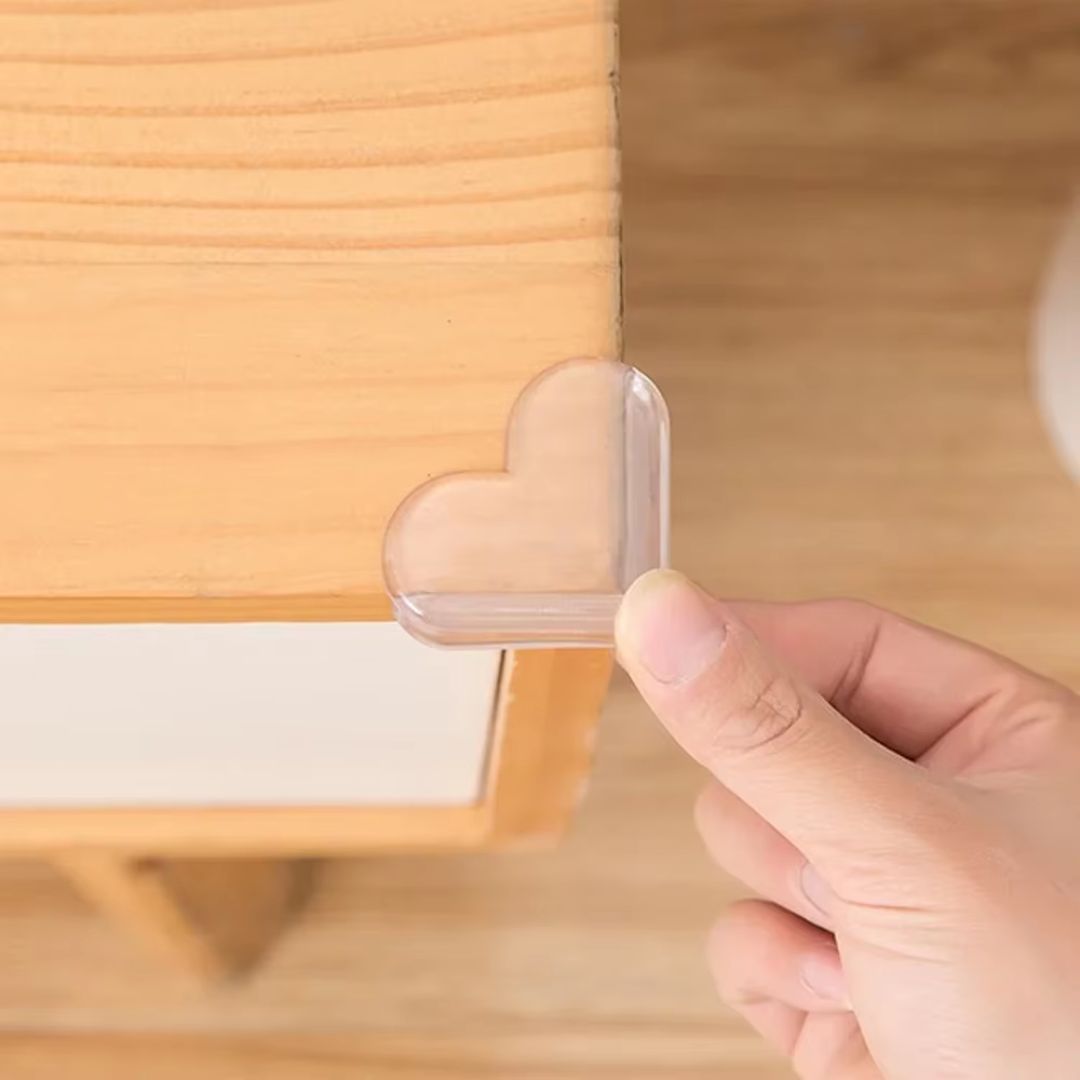 Norvo | Hjerte Hjørnebeskytter Transparent – Babysikre Hjørnebeskyttere for Møbler