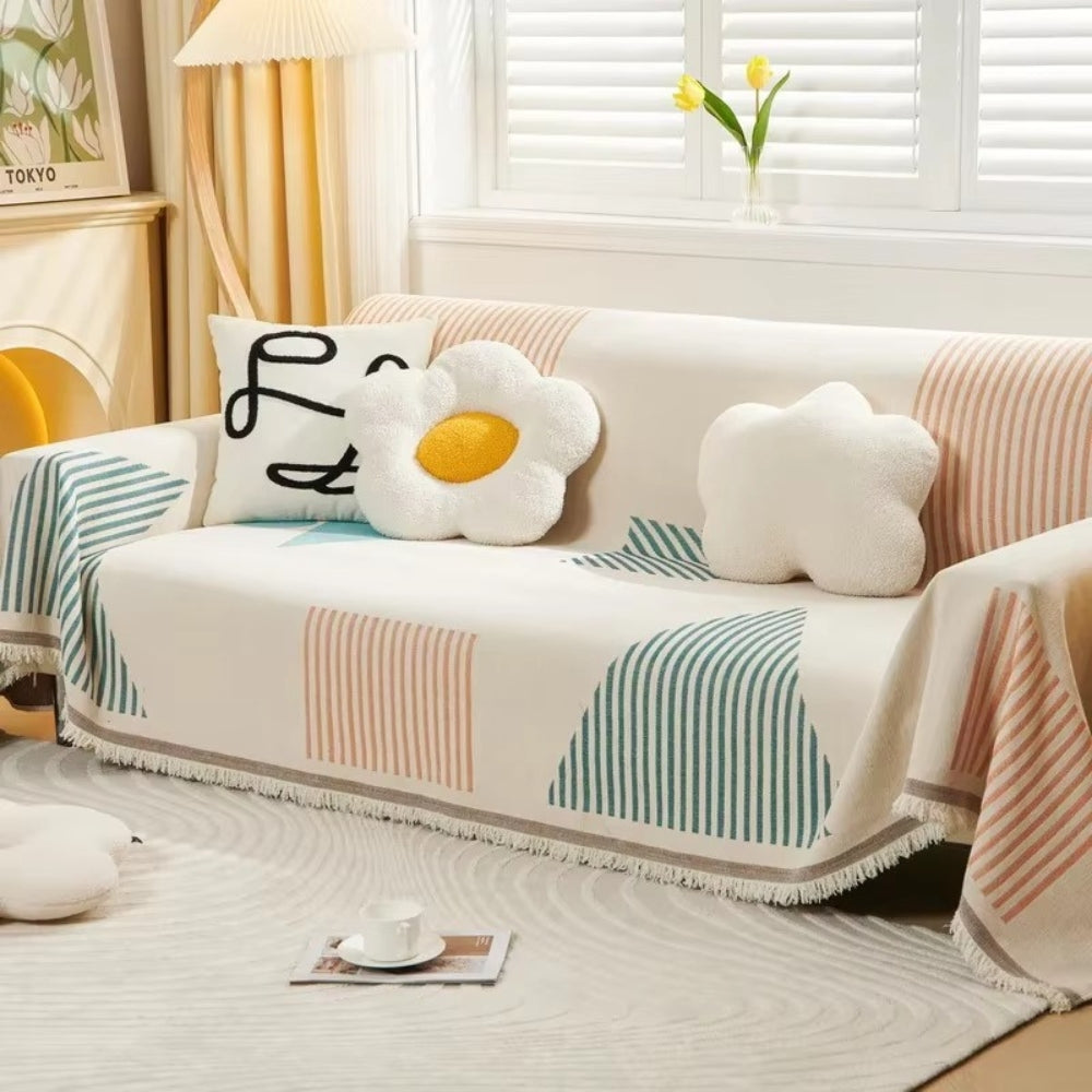 Norvo | Meringue Chenille Geometri Sofa Deksel