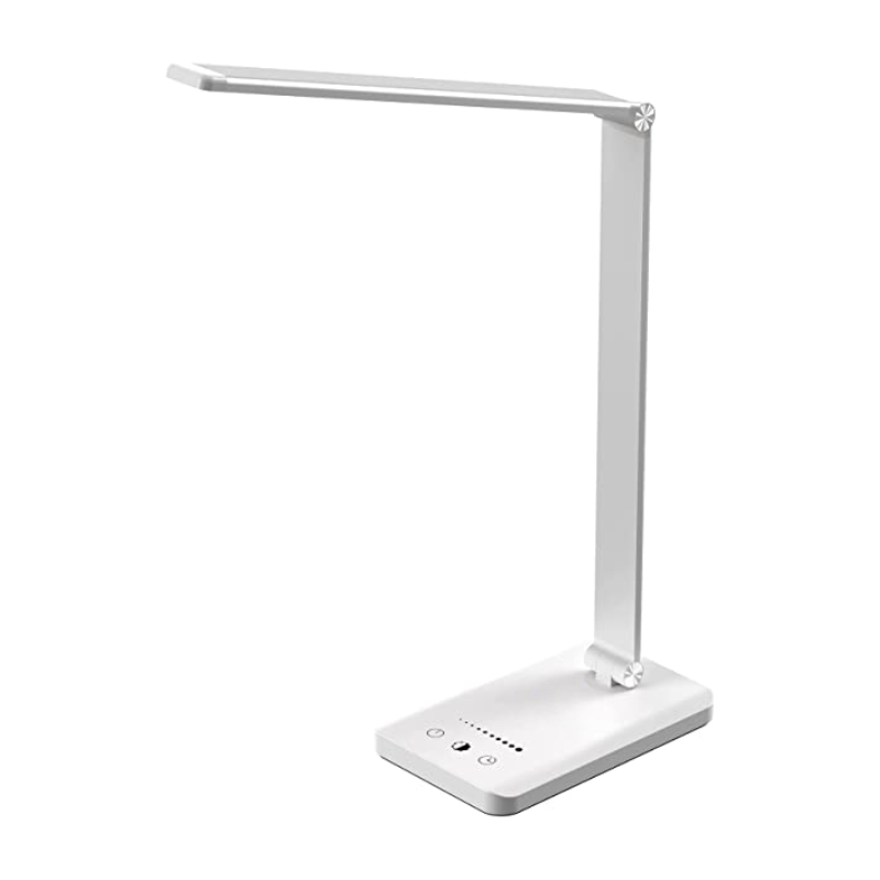 Norvo | LED skrivebordslampe med USB-ladeport, dimbar øyevennlig leselampe for hjemmet, med 5 lysstyrkenivåer & 3 lysmoduser, berøringskontroll, autotimer (Svart)