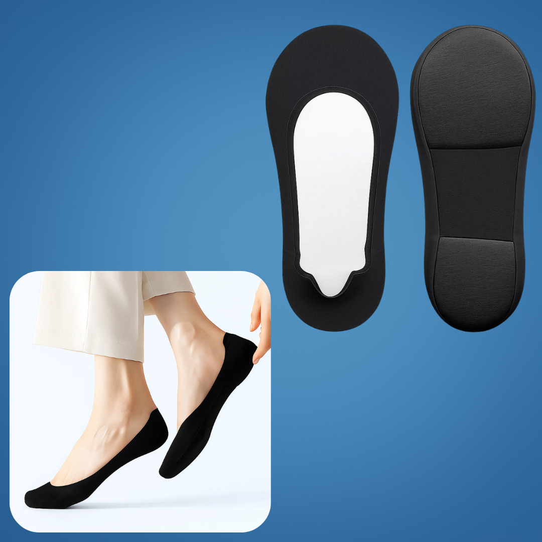 Vis Polstrede Sokker – Støtdempende Komfort – Pustende Bomullspolstring – Antiskli Hæl – Kvinner Hele Dagen Gåing Lindring Norvo
