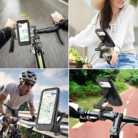 Norvo | Vanntett sykkeltelefonholder | 360° rotasjon, berøringsskjermtilgang & sikker for sykling i alt vær