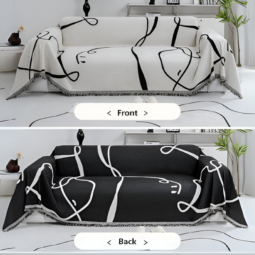 Norvo | Abstrakt Linje Reversible Chenille Sofa Cover