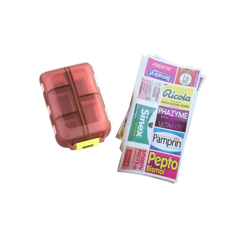 Norvo | Bærbar medisindispenser med etiketter