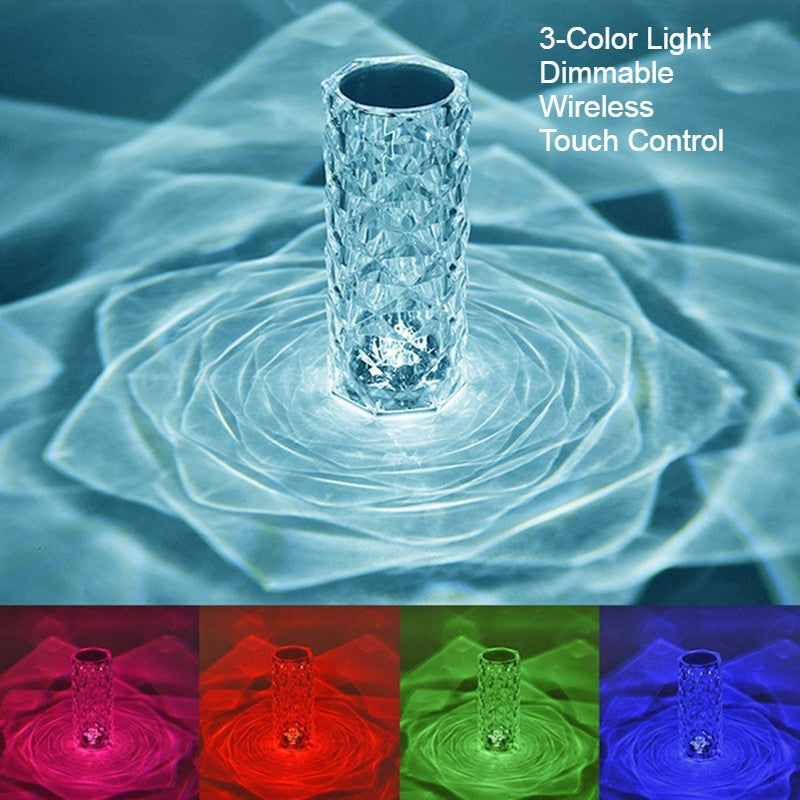 Norvo | Dekorativ Krystallrose Bordlampe, med Fargeforandrings- og Dimbar Design, for Stue, Soverom & Mer