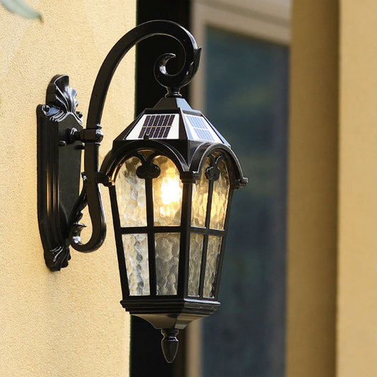 Norvo | Sollys Vanntett Utendørs Vegglampe | Vintage Design med Fjernkontroll for Veranda, Patio & Hagebruk