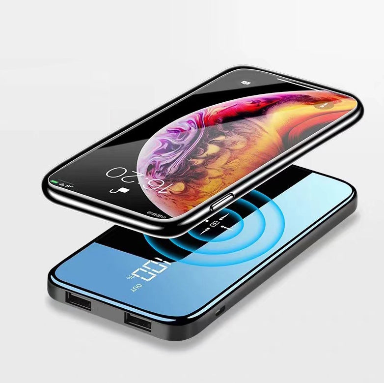 Norvo | Bærbar Trådløs Ultratynn 10000mAh Power Bank Med Digital LCD Skjerm Fullskjerm, Lading Av Tre Telefoner Samtidig