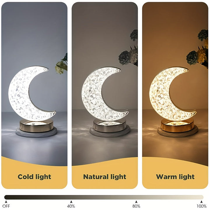 CrystalGlow lampe - dimbar bordlampe med berøringsskål