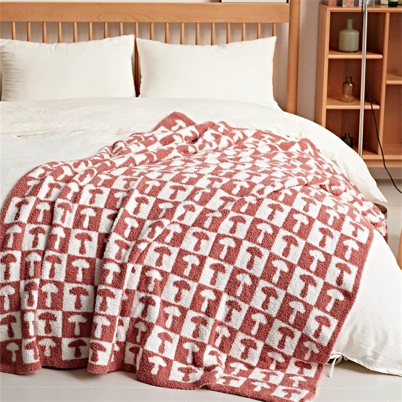 Norvo | Cozy To Farge Sjakkbrett Rutete Strikket Kaste Teppe