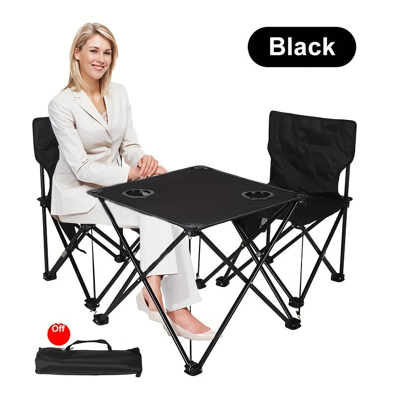 Norvo | Sammenleggbart Hage Sittegruppe Campafleur | 2 Stoler & 1 Bord | Blomstermønster | Bærbar & Værbestandig