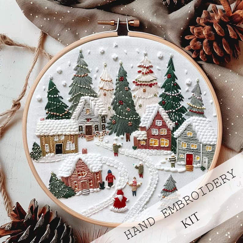 Norvo | DIY Julebroderi Sett (KIT) – Nisser & Juletre for Nybegynnere