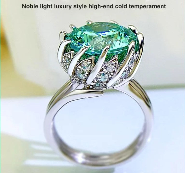 Norvo | 6 Karat Paraiba Blågrønn Lotus Diamant Ring