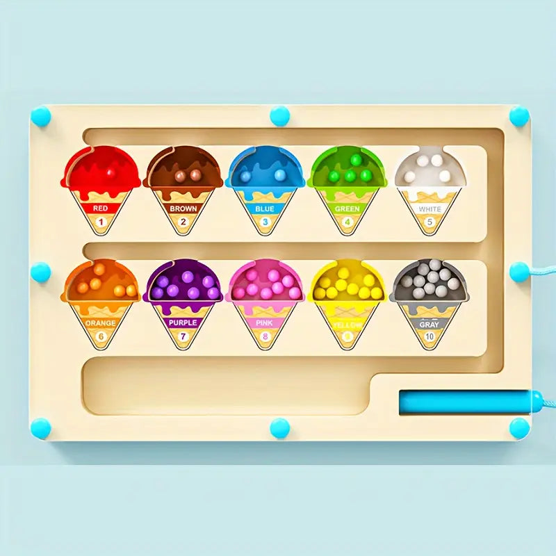 Norvo | Magnetisk Is Labyrint Puslespill - Fargerik Pedagogisk Leketøy for Barn fra 3 År