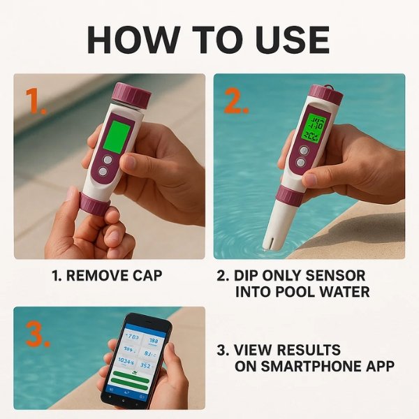 Norvo | Digital Pool Tester – Målingsapparat for pH og klor for enkel pH-måling i svømmevann