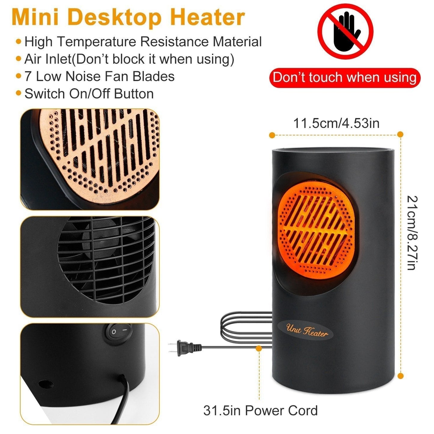 Norvo | 300W Bærbar Elektrisk Mini Varmer