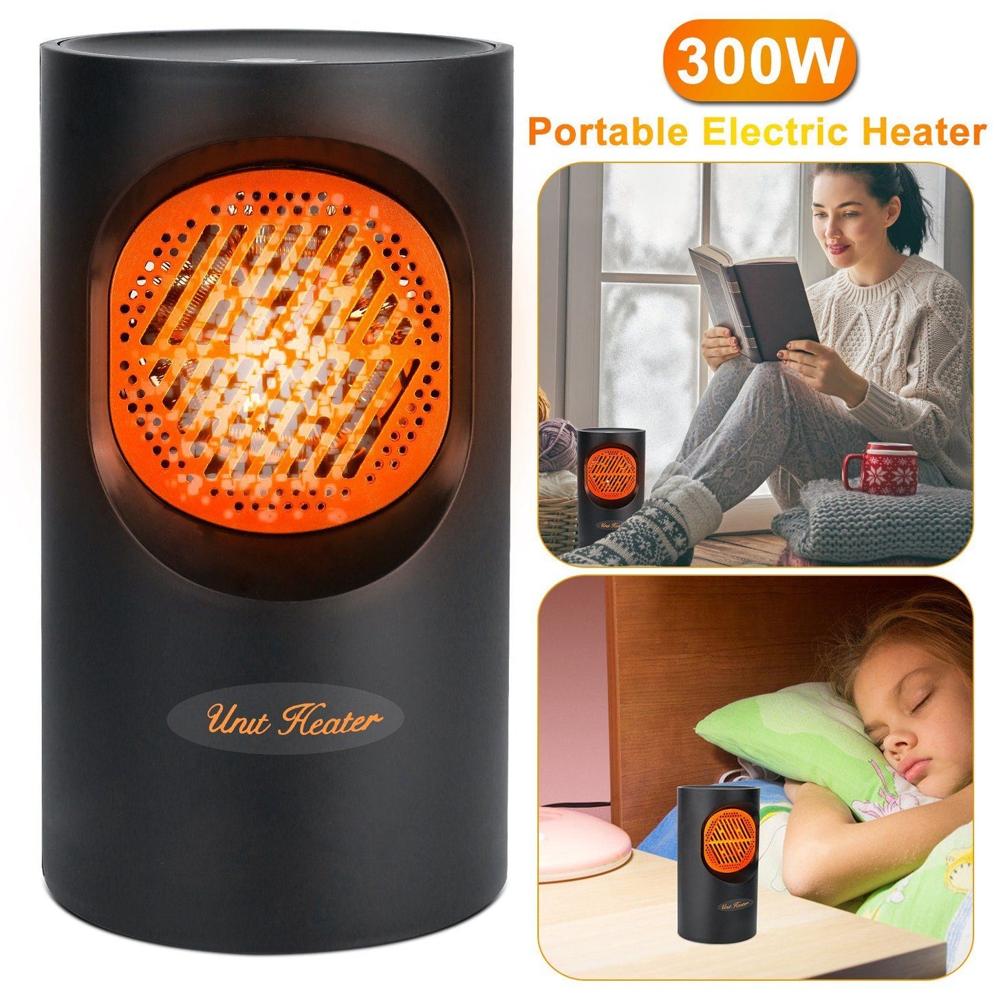 Norvo | 300W Bærbar Elektrisk Mini Varmer