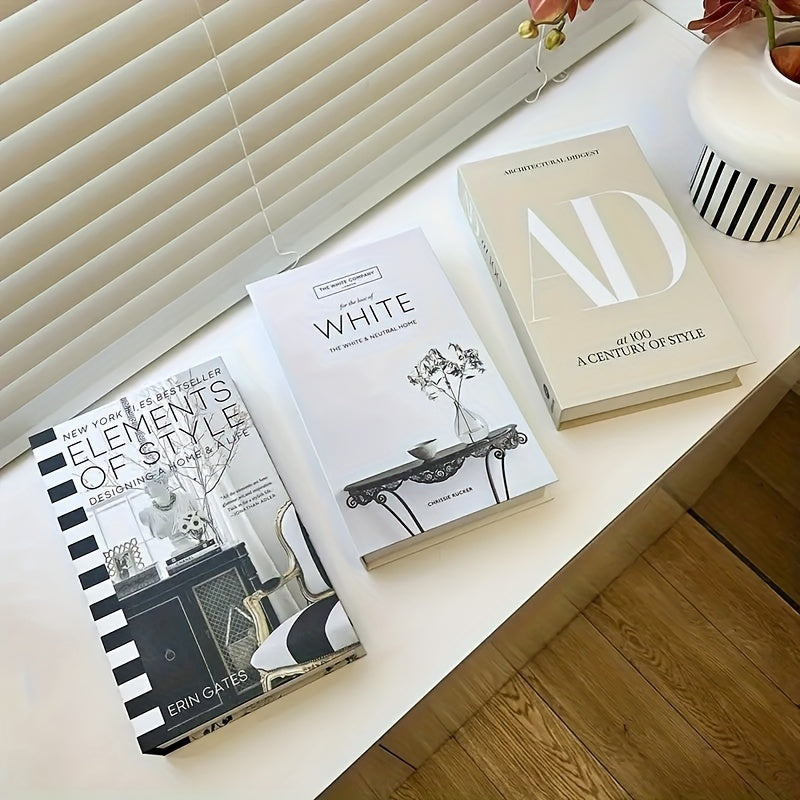 ChicDecor - Sett med 3 elegante bøker for interiørstil Norvo