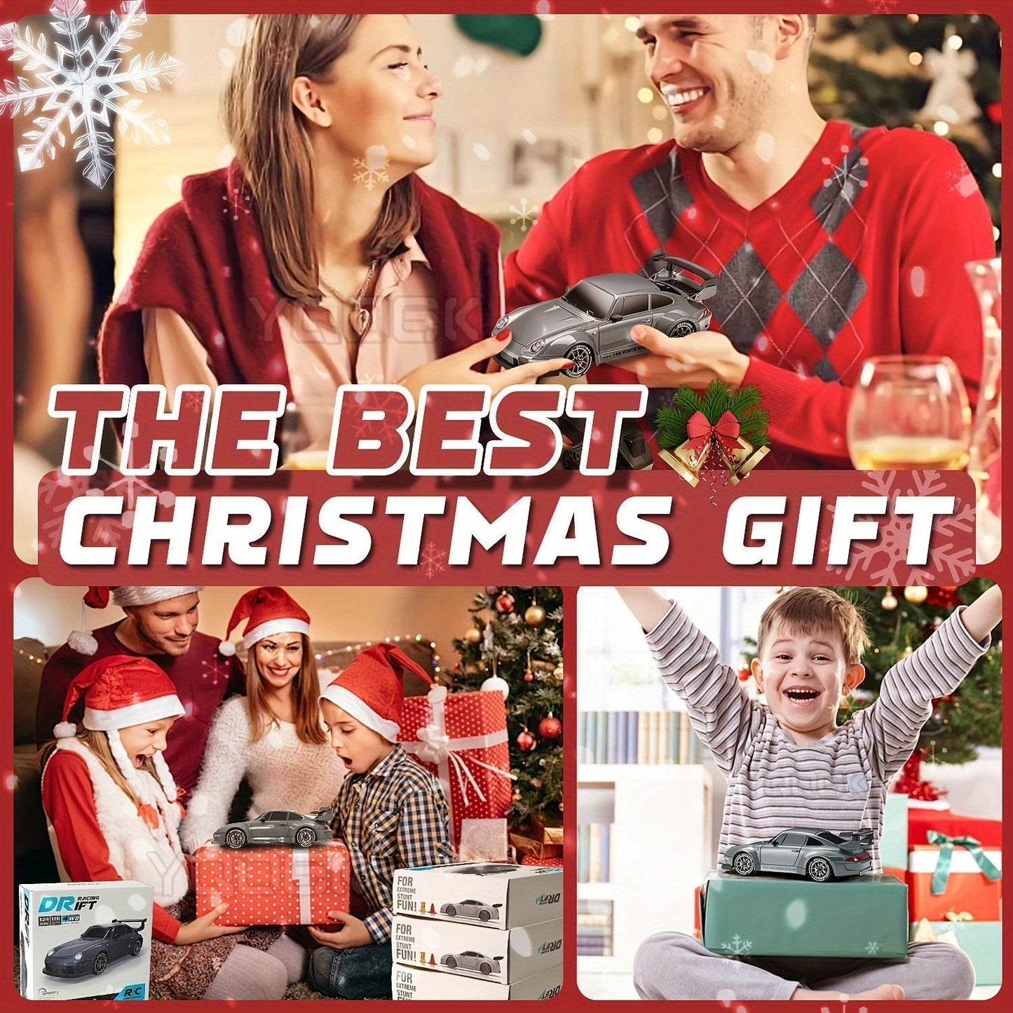 Norvo | 1:24 RC Driftbil | 4WD, LED-hjul & USB-oppladbar for innendørs og utendørs racing moro