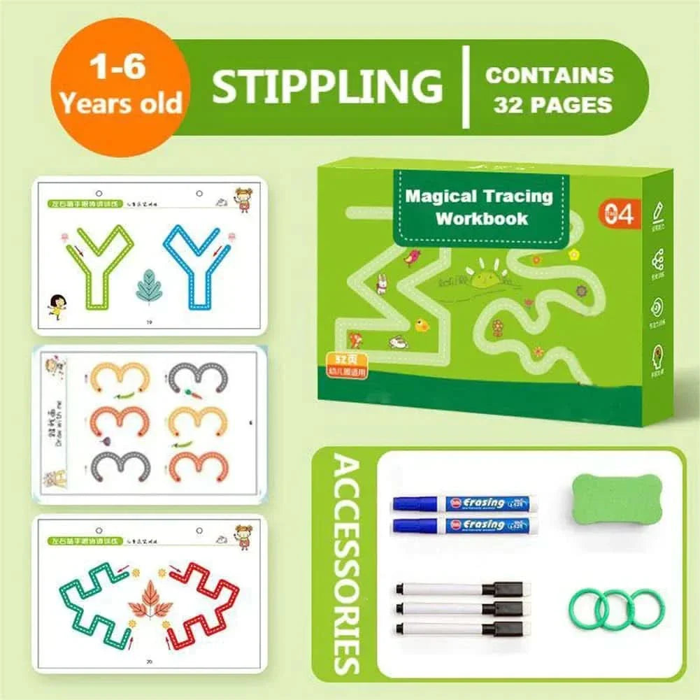 Norvo | MagicBook – Kreativ lærebok for barn for å fremme alfabet, tall og former uten skjerm