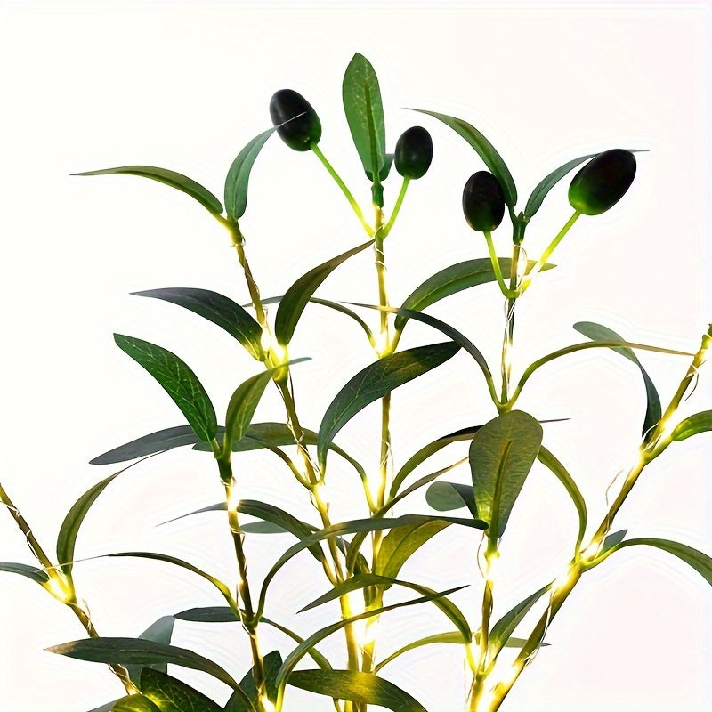 Norvo | Belyst Oliventre LED Lampe – Moderne Dekor for Festlige Anledninger, Bryllup, Bursdager og Feststemning, Ideell for Spisebord, Skap eller Kafé Dekor