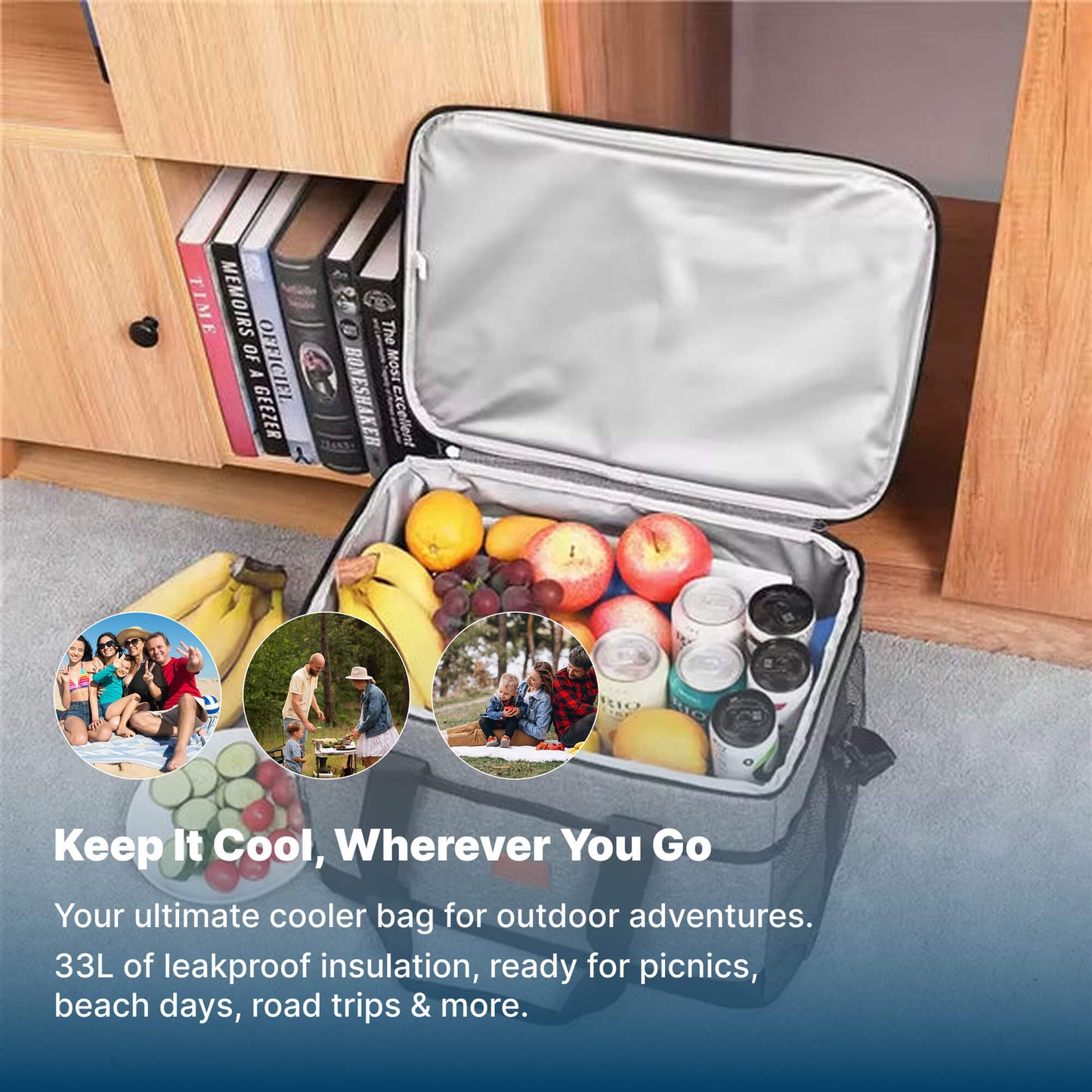 Norvo | 33L Vanntett Kjølebag | Isolert, Romslig & Ideell for Pikniker, Stranddager, Fotturer og Utendørsaktiviteter