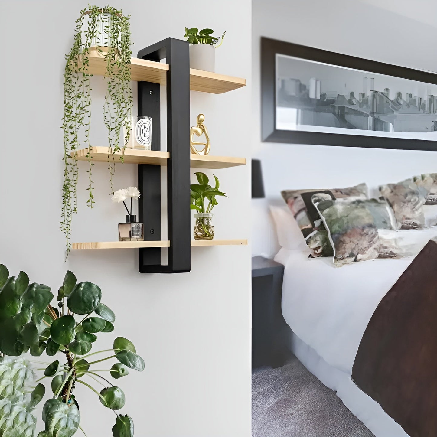 Norvo | NordWood Vegghylle | Solid Furu | 3 Nivåer | Plassbesparende & Dekorativ | Naturlig Tre