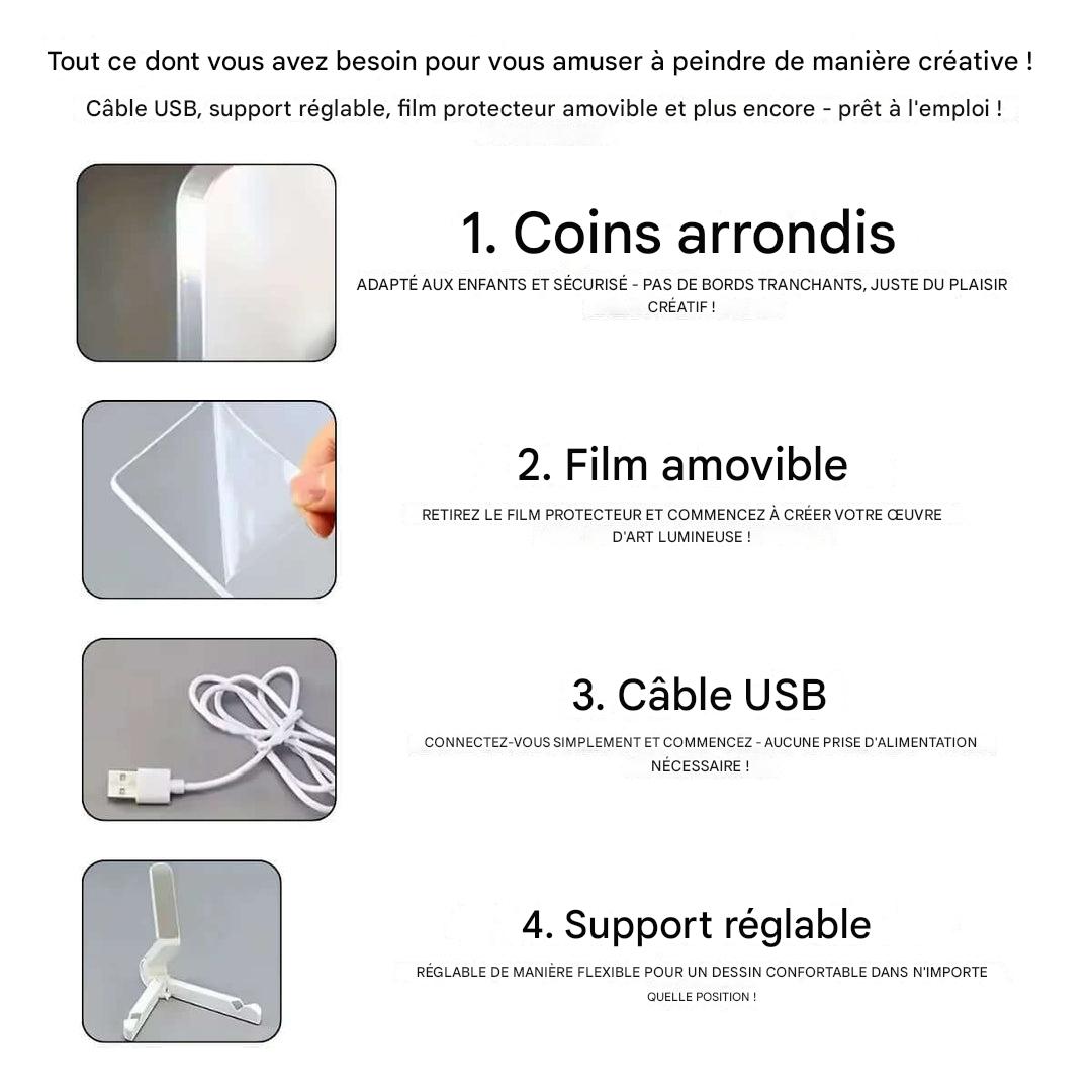 Norvo | Kiddli LED Tegnebrett – Gjenbrukbart Skrivebrett med Lys Penn