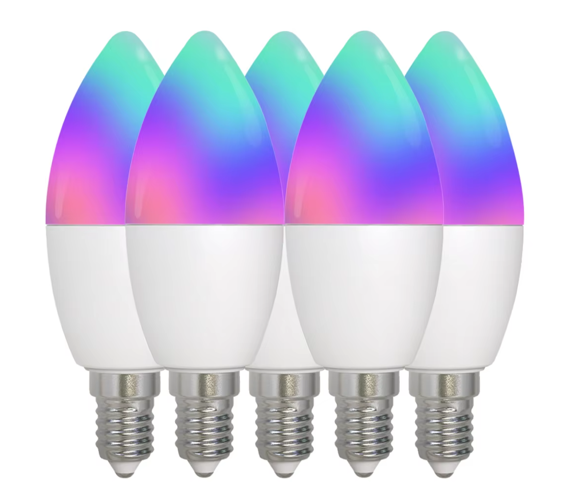 Tuya Zigbee LED Lyspære E14 - WiFi RGB Stearinlys Lampe Kontroll via SmartLife Google Alexa Apper