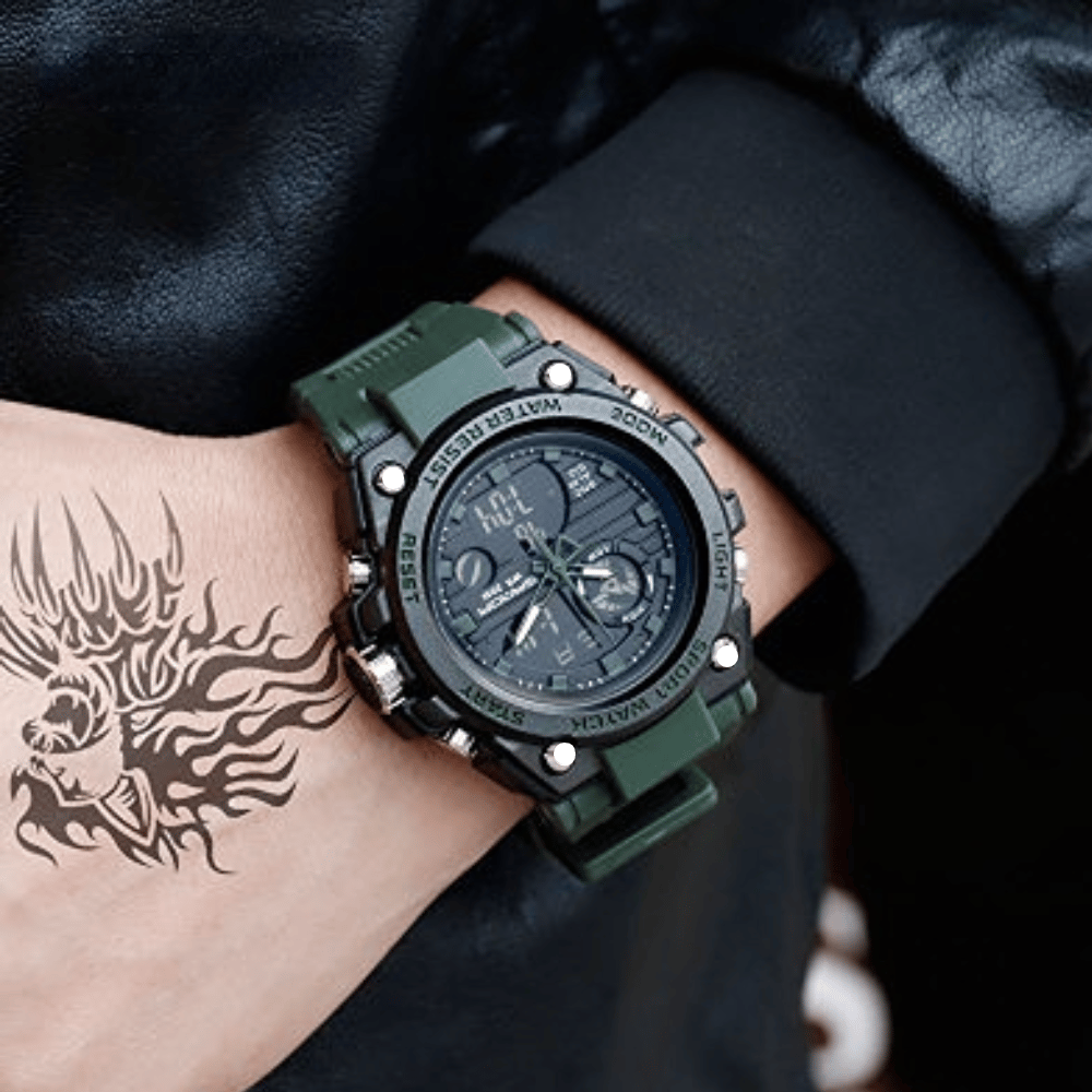 Norvo | Sporty Dual-Display Mode Multifunctional Waterproof Luminous Men's Wristwatch