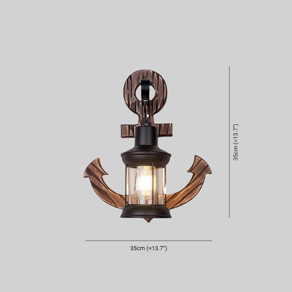 Norvo | Rustikk Tre Anker Vegglampe med Lantern