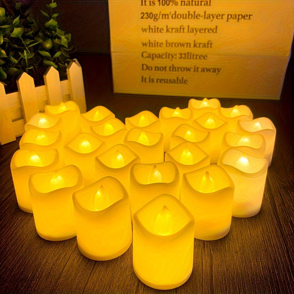 Norvo | 24/50/100 Pakke flammefrie LED-lys – batteridrevne flimrende tealights, røkfrie og romantiske for bryllup og forlovelser