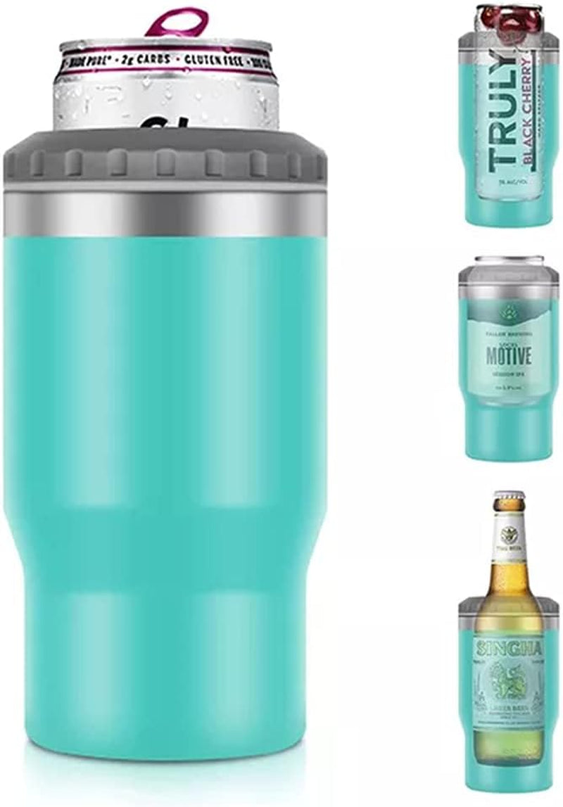 Norvo | 4 i 1 rustfritt stål boks/flaske isolator, 14Oz toveis lokk SUS isolert boks kjøler, ølboksholder (Svart)