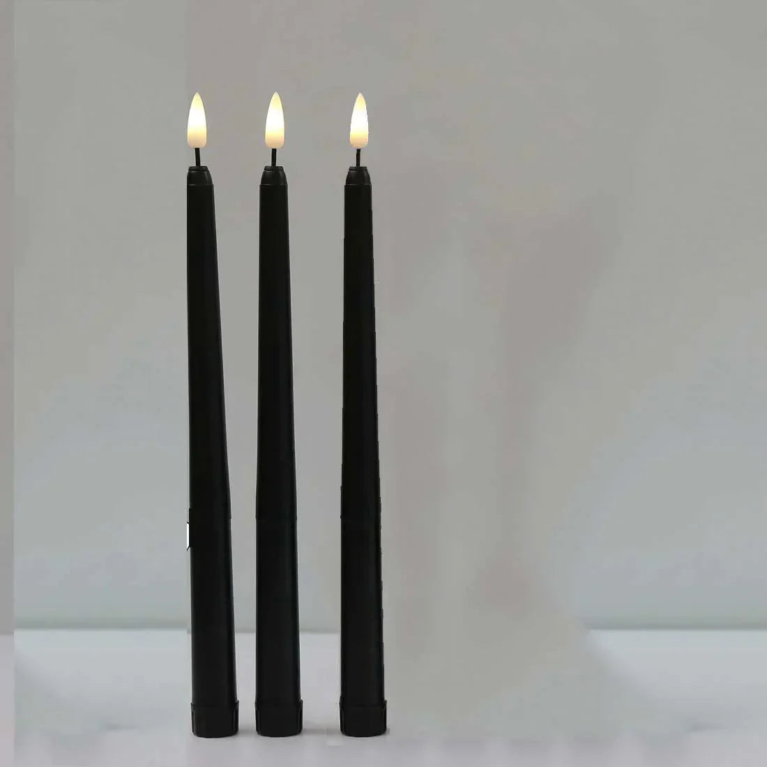 Norvo | 3 deler svarte LED lys med flimrende flamme