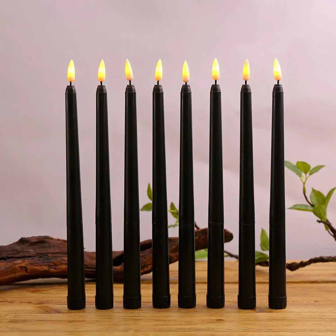 Norvo | 3 deler svarte LED lys med flimrende flamme