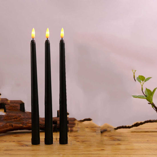 Norvo | 3 deler svarte LED lys med flimrende flamme