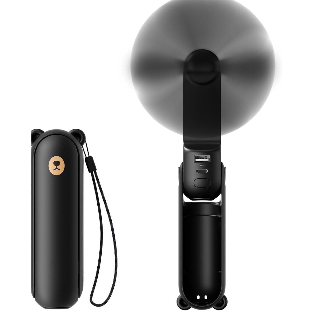 Norvo | 3 I 1 Håndholdt Mini Vifte | USB Oppladbar, Sammenleggbar Design & Ideell for Reise, Camping og Utendørsaktiviteter