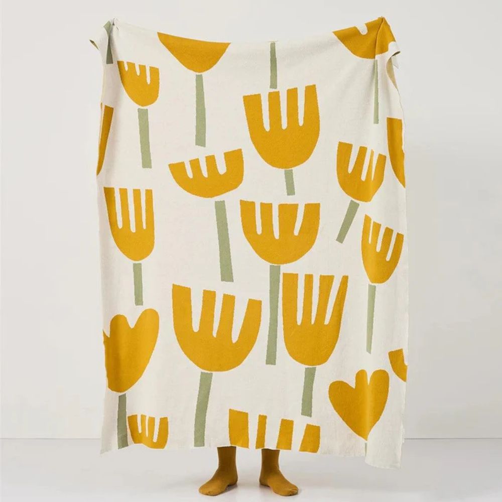 Norvo | Vår Tulipan Blomster Strikket Teppe