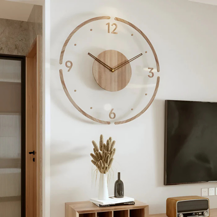 Norvo | Moderne veggklokke 30 cm av akryl og tre for stuen