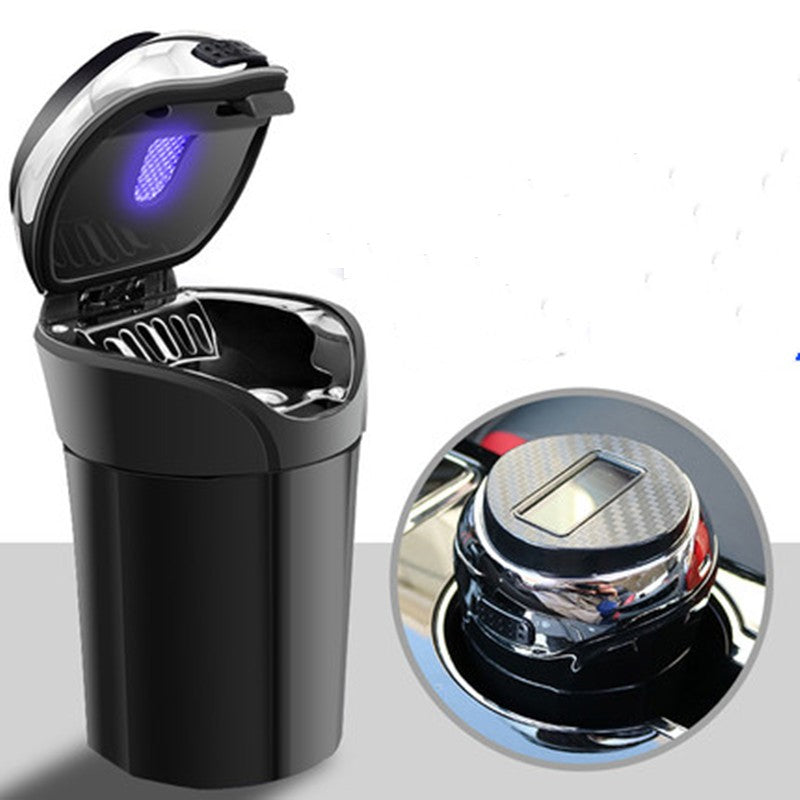 Norvo | Avtakbar Rustfritt Stål Bil Askebeger med Lok og LED Lys, Drevet